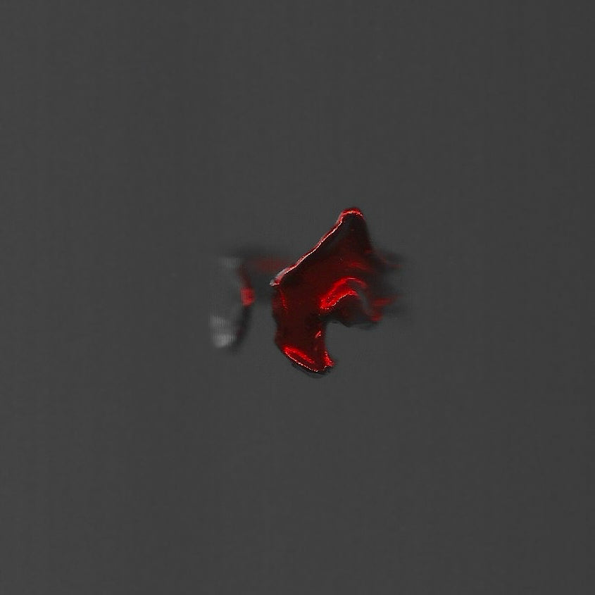 Small red object on a dark gray background
