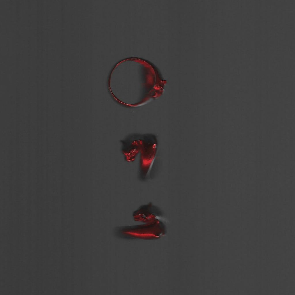 Two red rings on a dark gray background