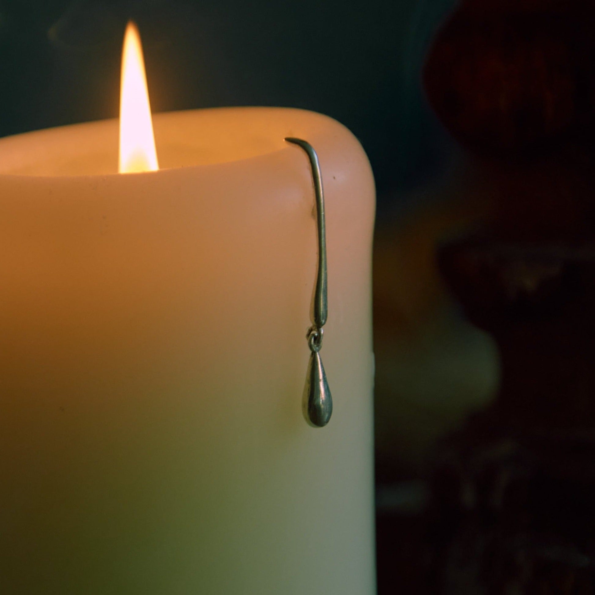 candle drip light candle silver drip earring sterling silver